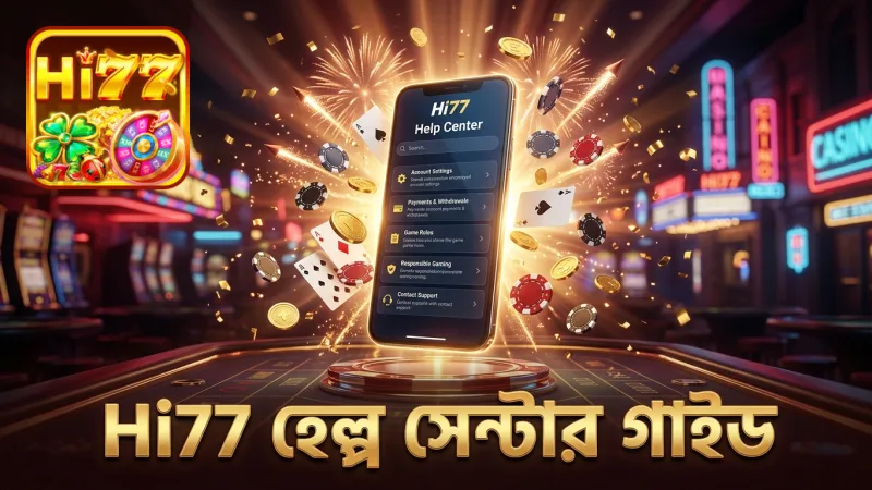 Hi77 হেল্প সেন্টারে সাধারণ সমস্যা সমাধানের ধাপগুলি প্রদর্শন।