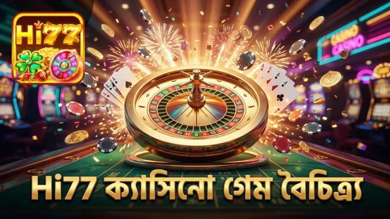Hi77 ক্যাসিনোর প্রধান গেম ক্যাটাগরিগুলোর বৈচিত্র্যময় দিক।